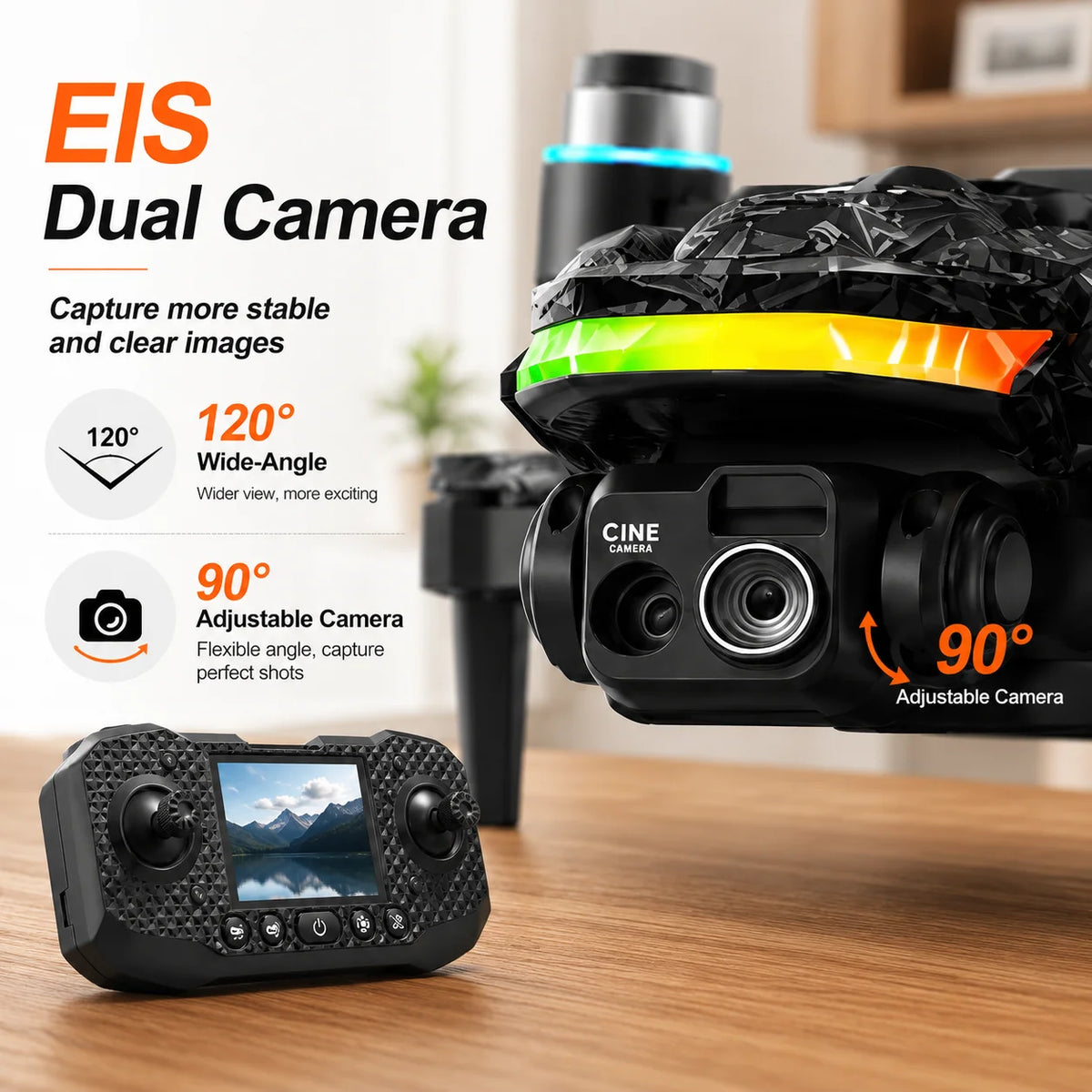 ZNLYRION Foldable Brushless Drone With Screen Remote And Obstacle Avoidance