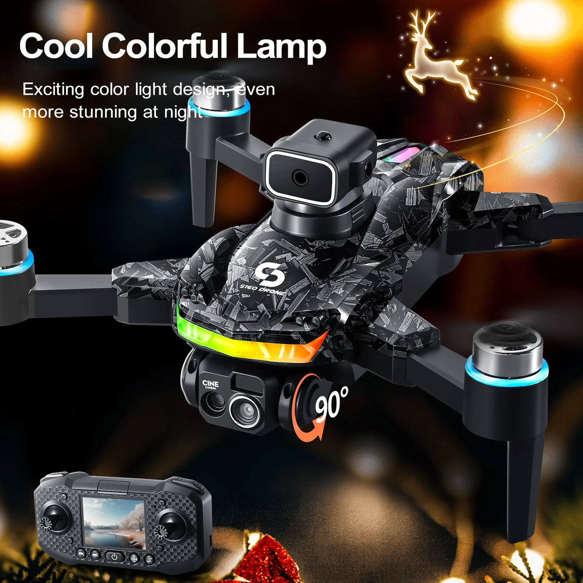 ZNLYRION Foldable Brushless Drone With Screen Remote And Obstacle Avoidance