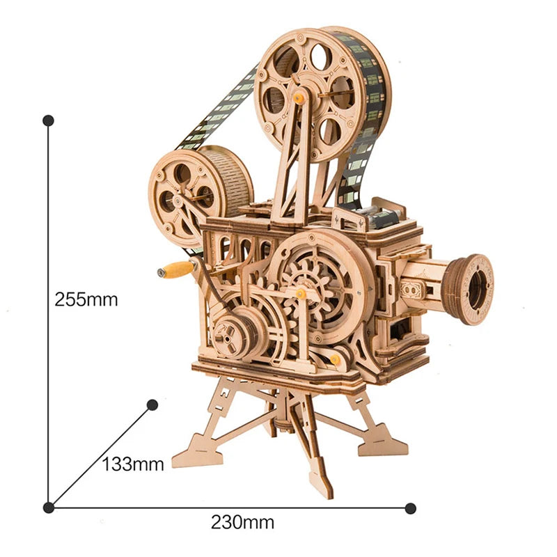 Robotime ROKR Hand Crank Film Projector Wooden Puzzle Model