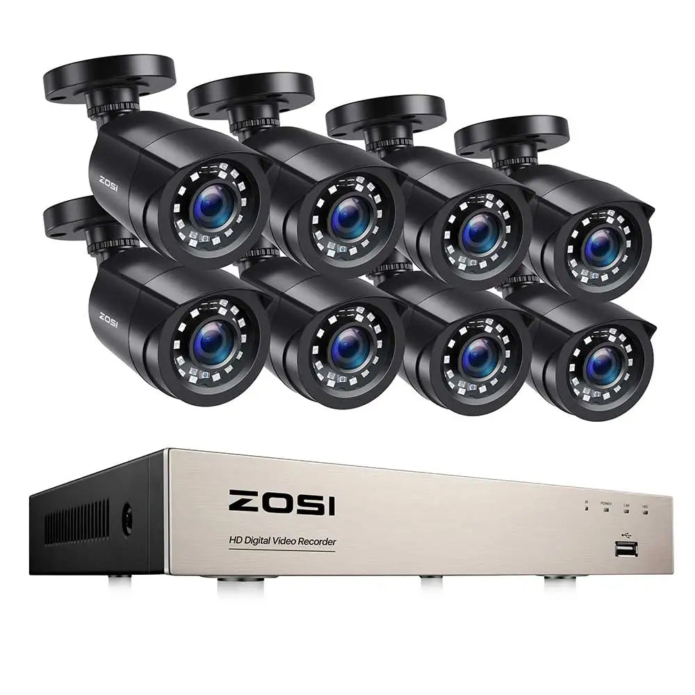 ZOSI 3K Lite Security Camera System AI Human Vehicle Detection 8CH HD TVI Video DVR Recorder 2MP 1080P CCTV Surveillance Camera