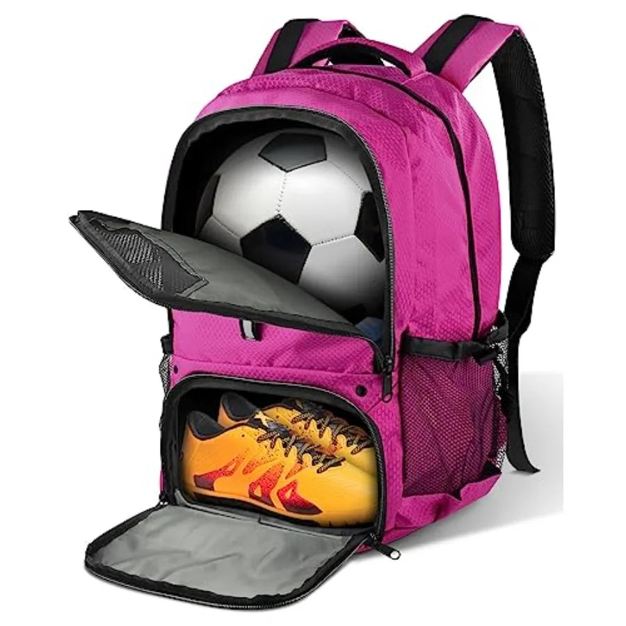Nylon Soccer Sports Backpack With Ball Holders And Shoe Compartment