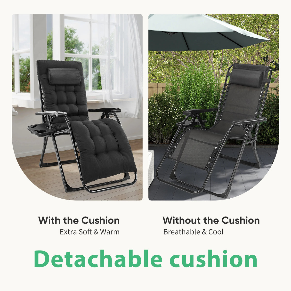 JHK Zero Gravity Recliner Chair With Cup Holder And Cushion