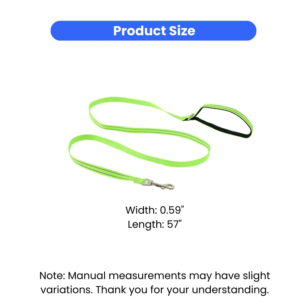 Reflective Double Sided Nylon Dog Leash With Padded Handle