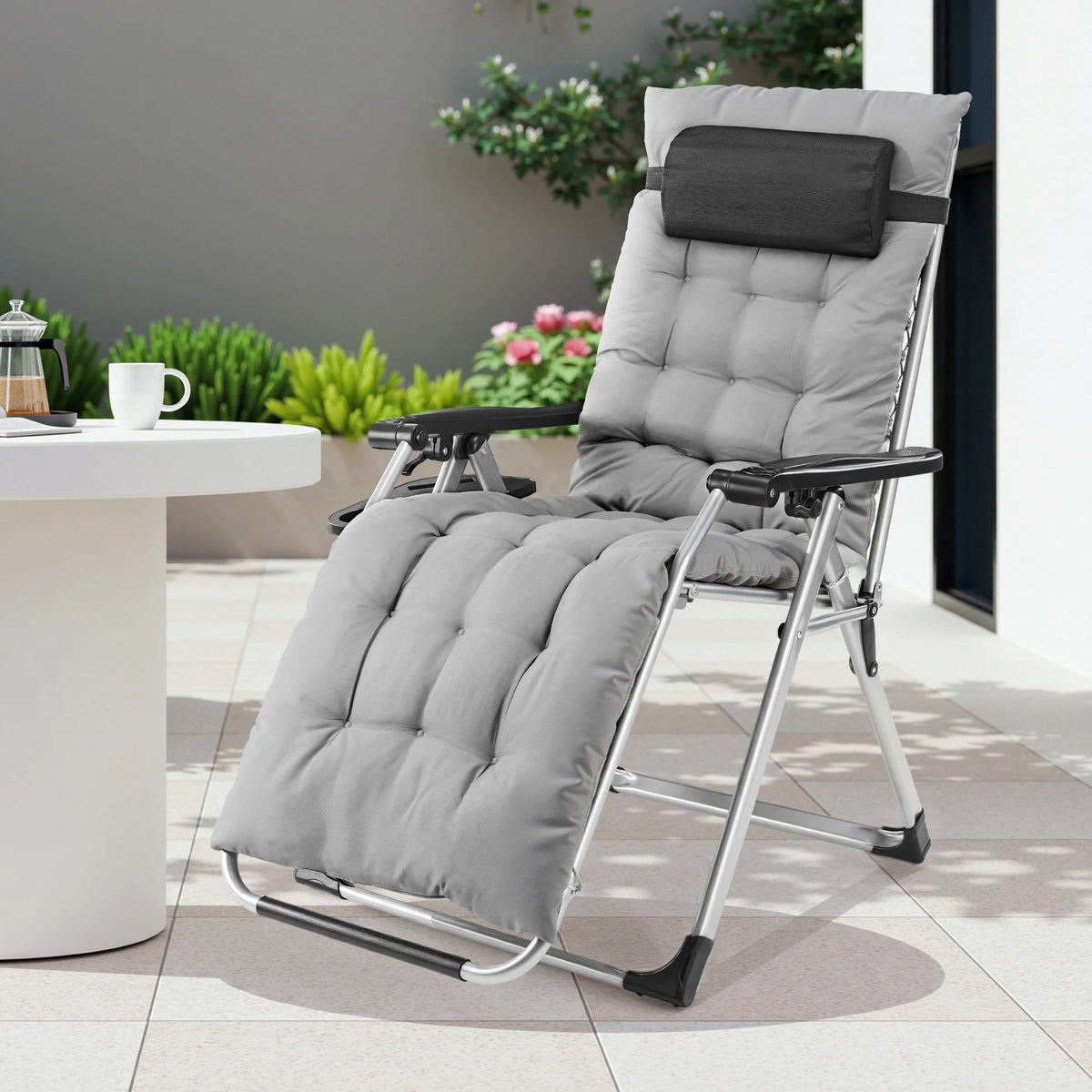 JHK Zero Gravity Recliner Chair With Cup Holder And Cushion