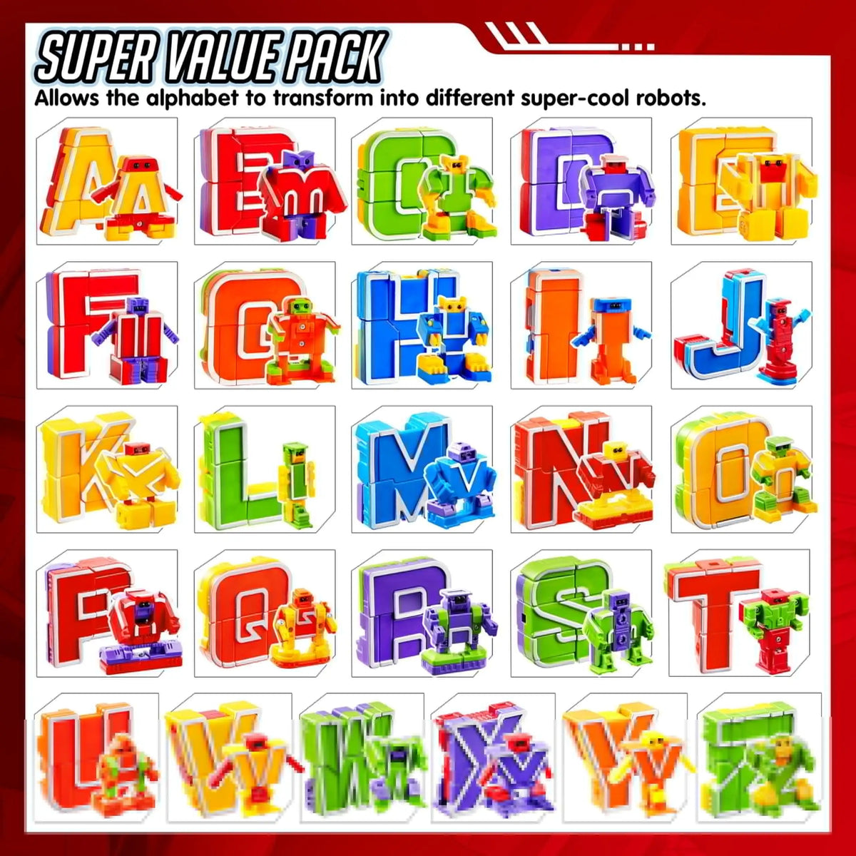 Joyfy Alphabet Bots Transforming Robot STEM Building Toy Set