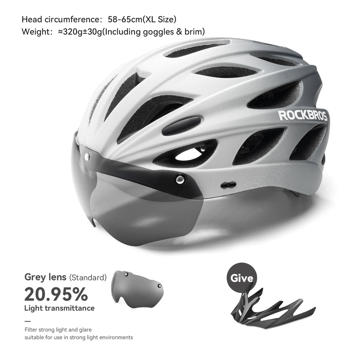 Rockbros Lightweight Ventilated Cycling Helmet With Safety Goggles