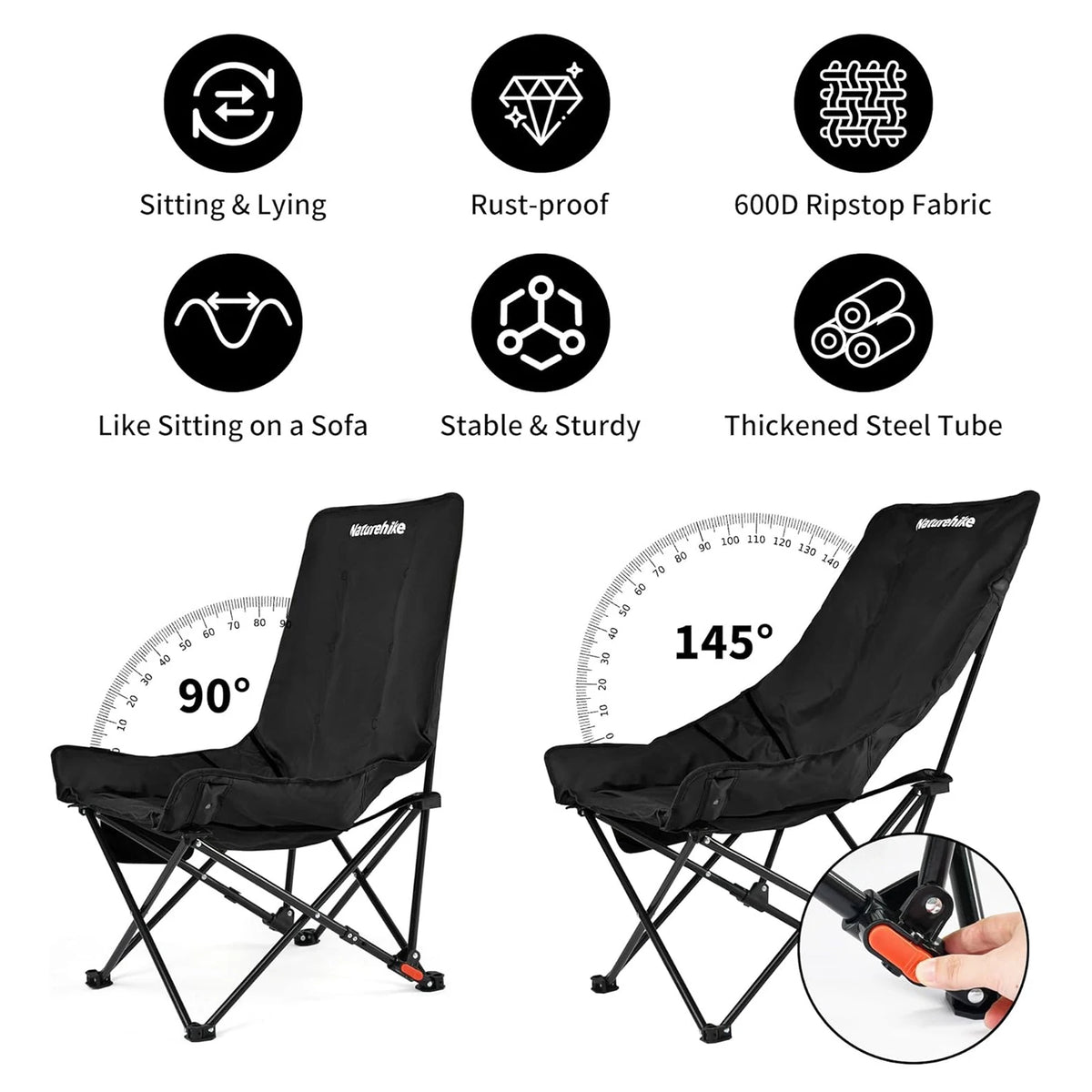 Naturehike Outdoor Folding High Back Camping Chair