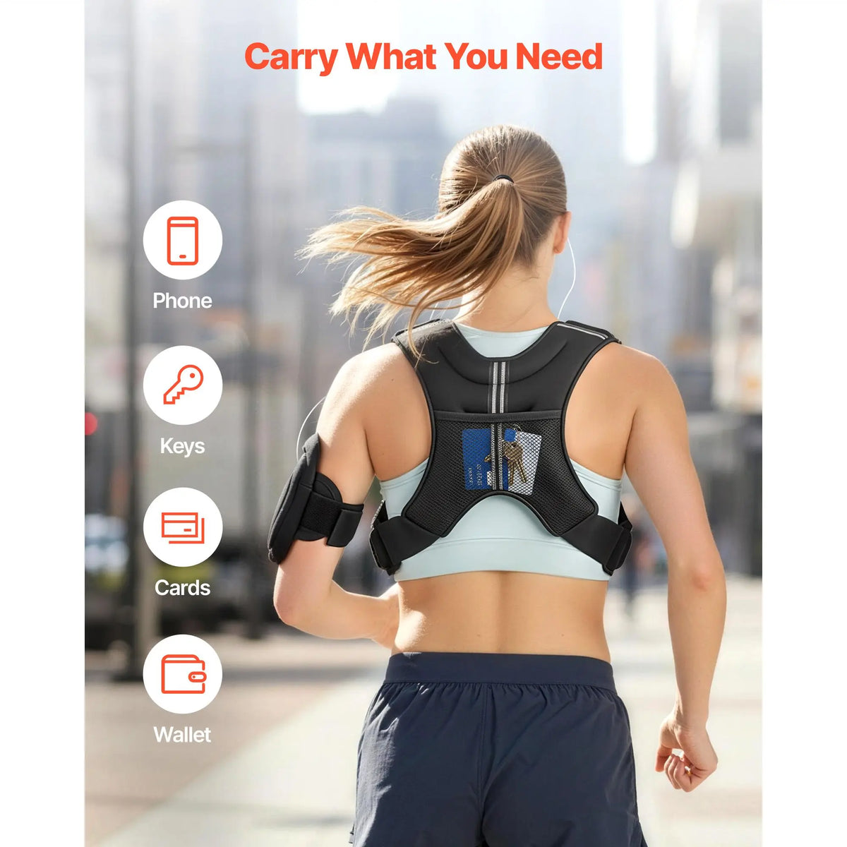 Adjustable Weighted Vest With Reflective Stripes For Strength Training