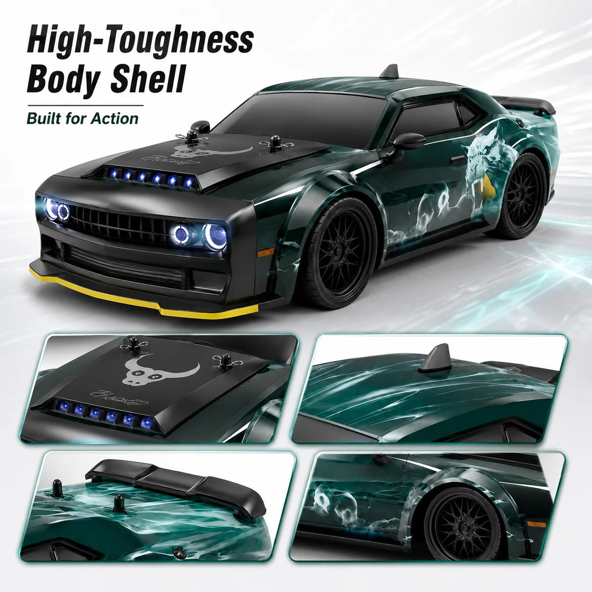ZNLYRION 4WD RC Drift Buggy Metal Differential With LED Signals