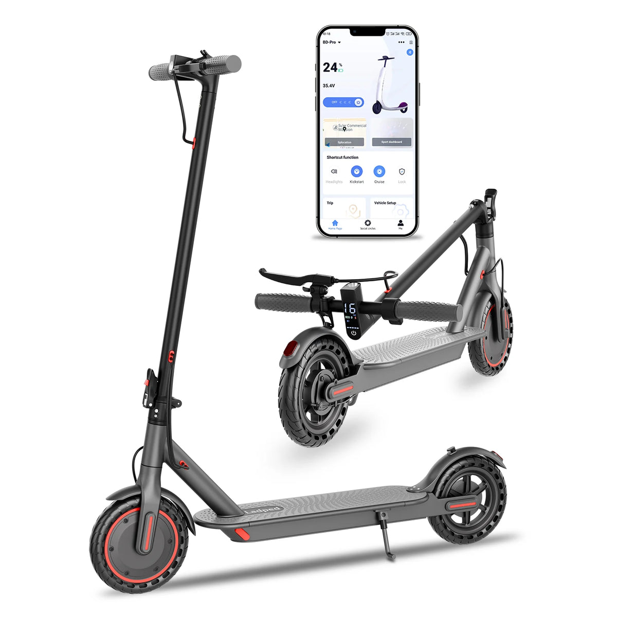 HEZZO Adult Folding Electric Scooter With 350W Motor