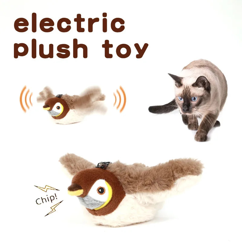 Interactive Chirping Plush Bird Toy For Pets And Cats