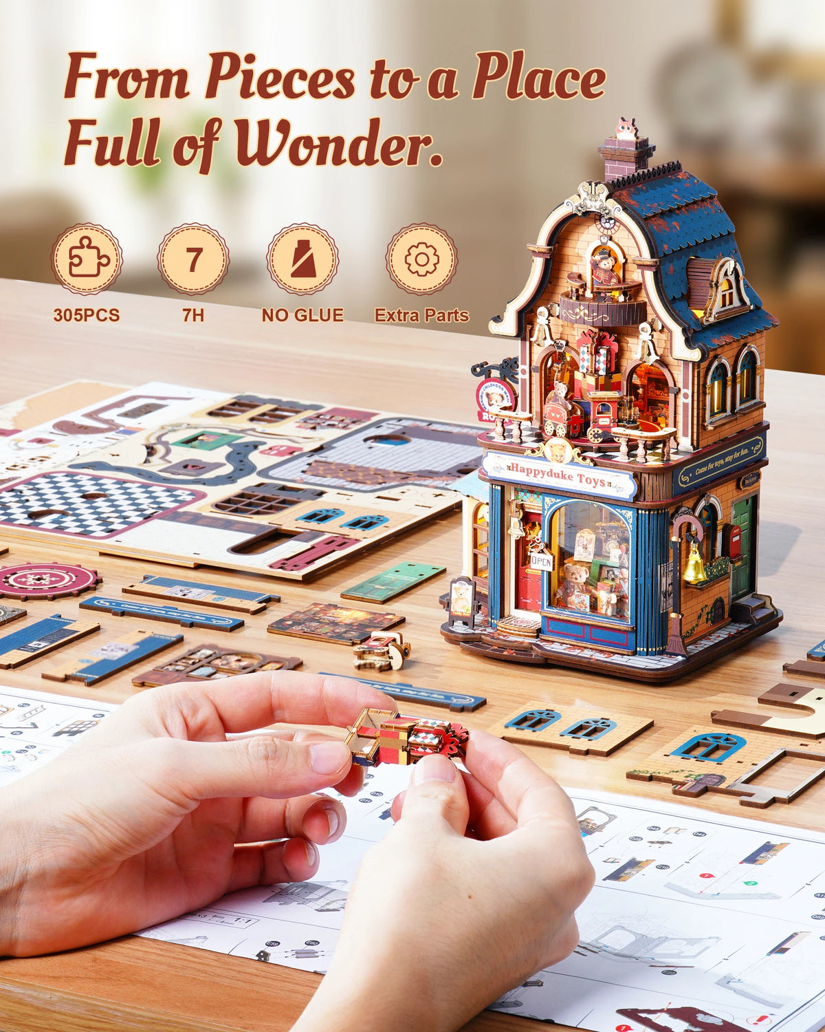 ROKR Wooden Music Box Building Kit With LED Light DIY