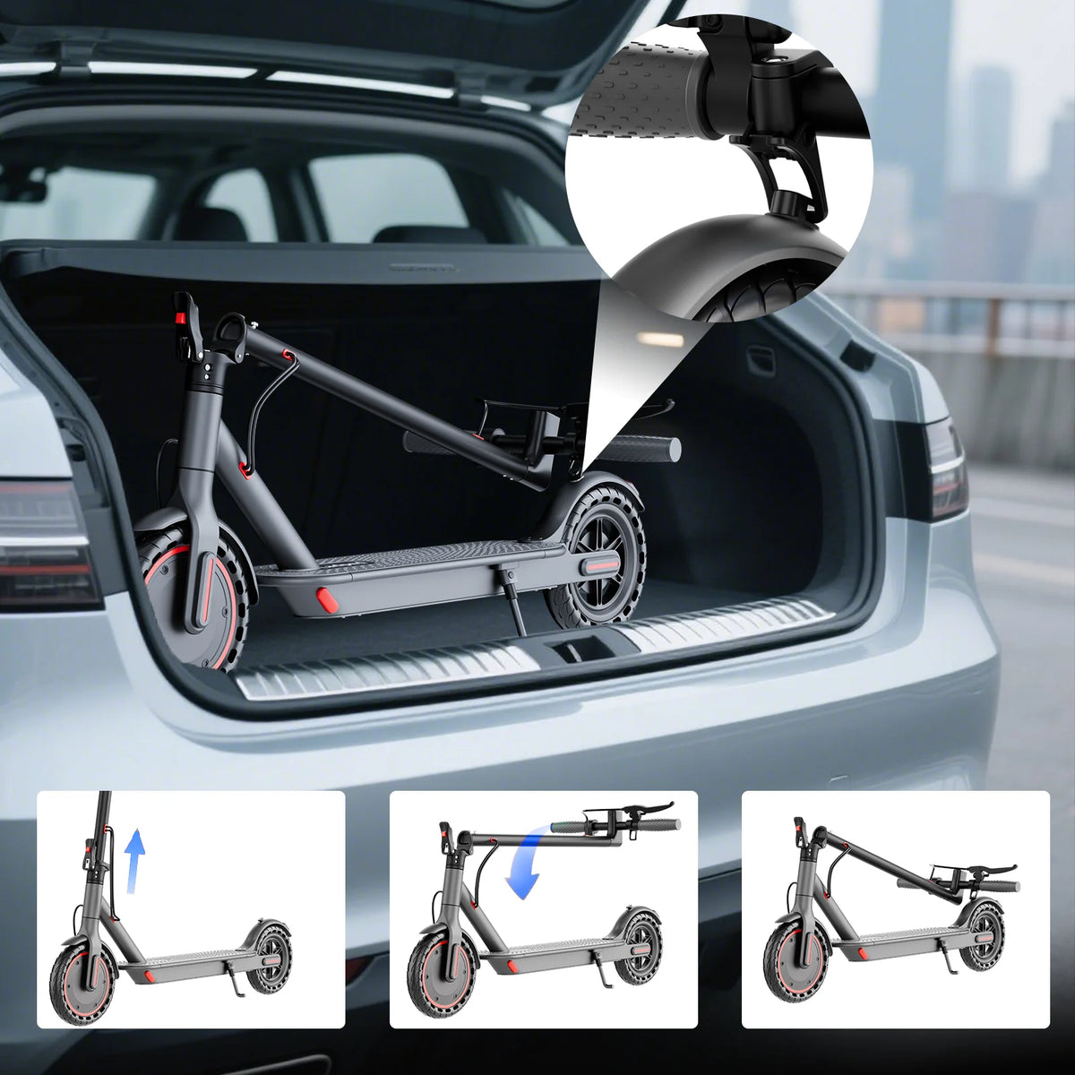 HEZZO Adult Folding Electric Scooter With 350W Motor