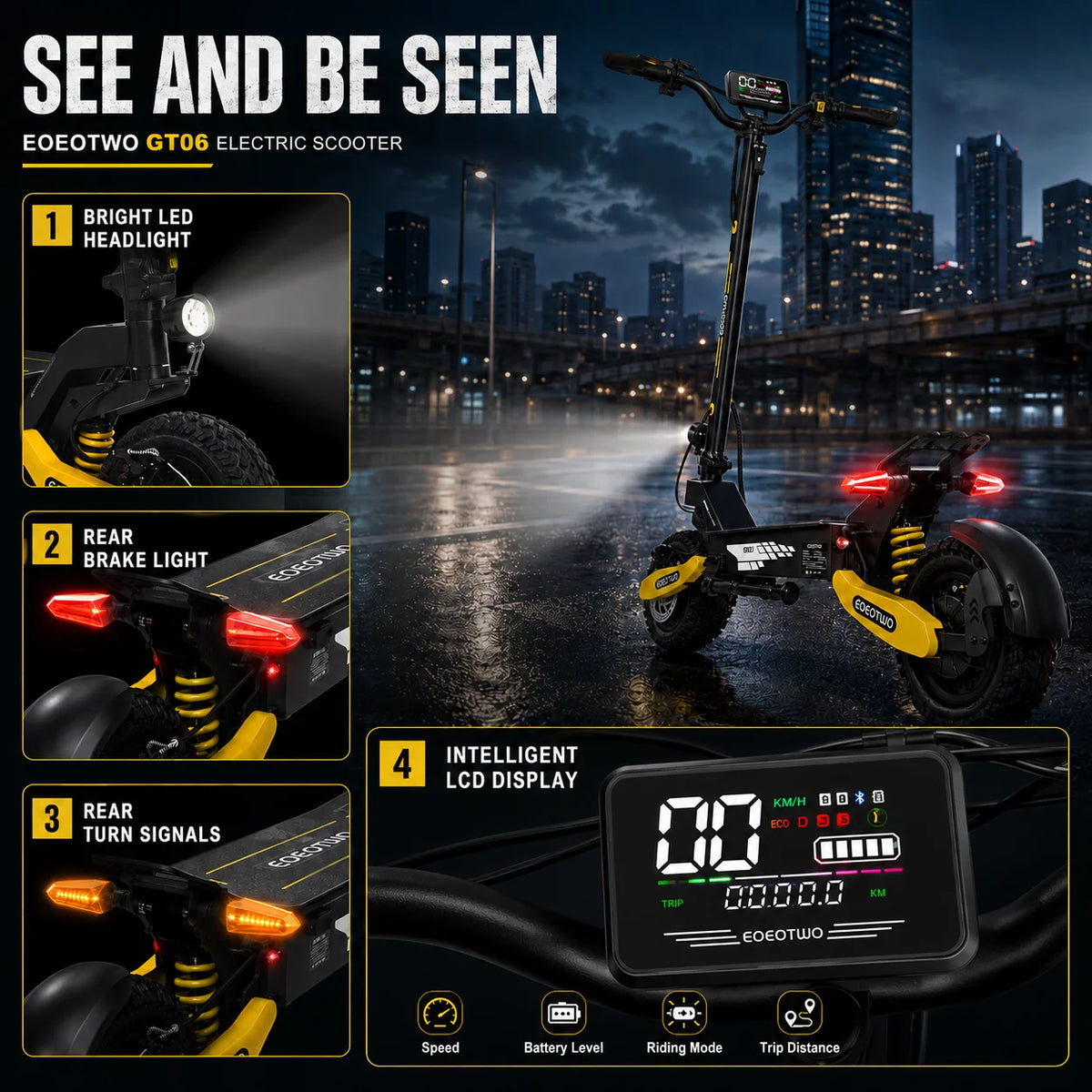 EOEOTWO 1200W Off Road Electric Scooter for Adults 30 MPH