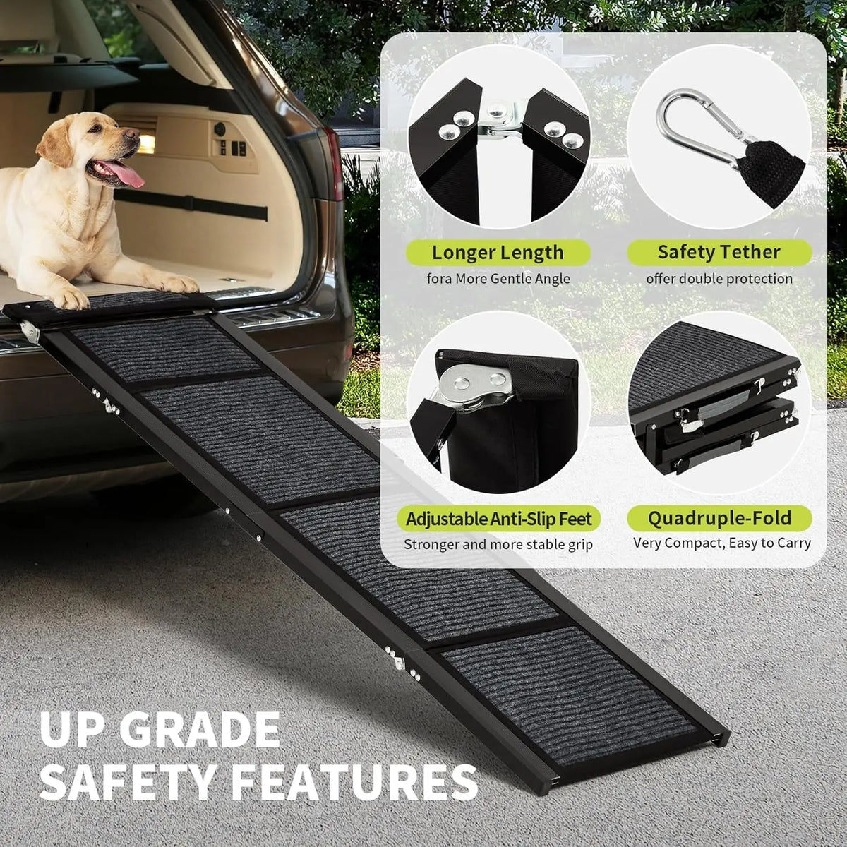 HiMISS Folding Car Dog Ramp With Non Slip Portable Surface