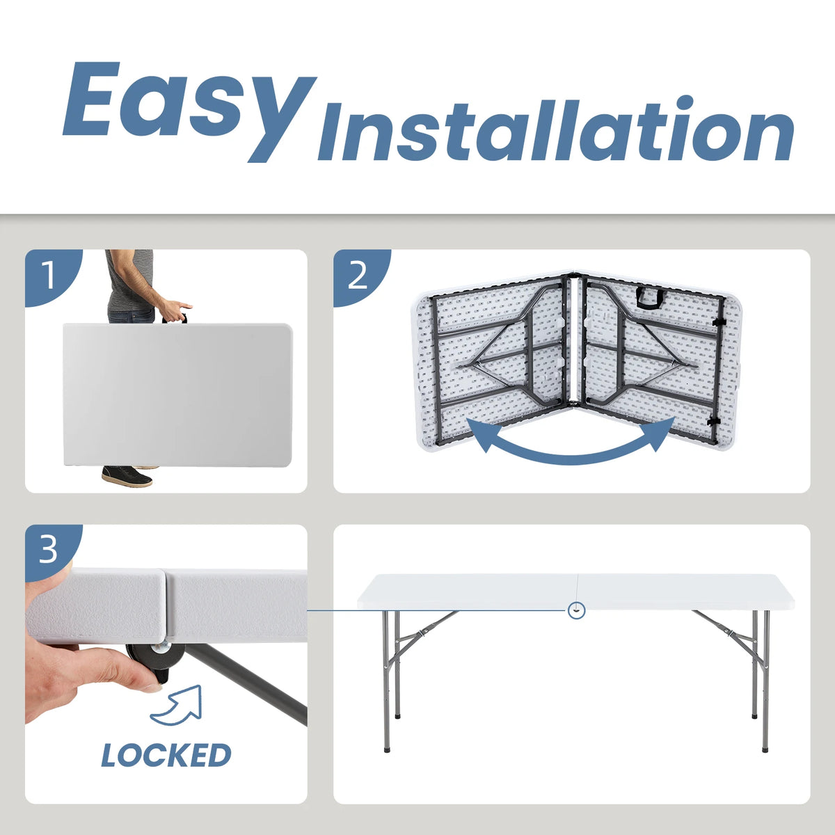 JHK Folding Camping Table With Carry Handle And Safety Lock