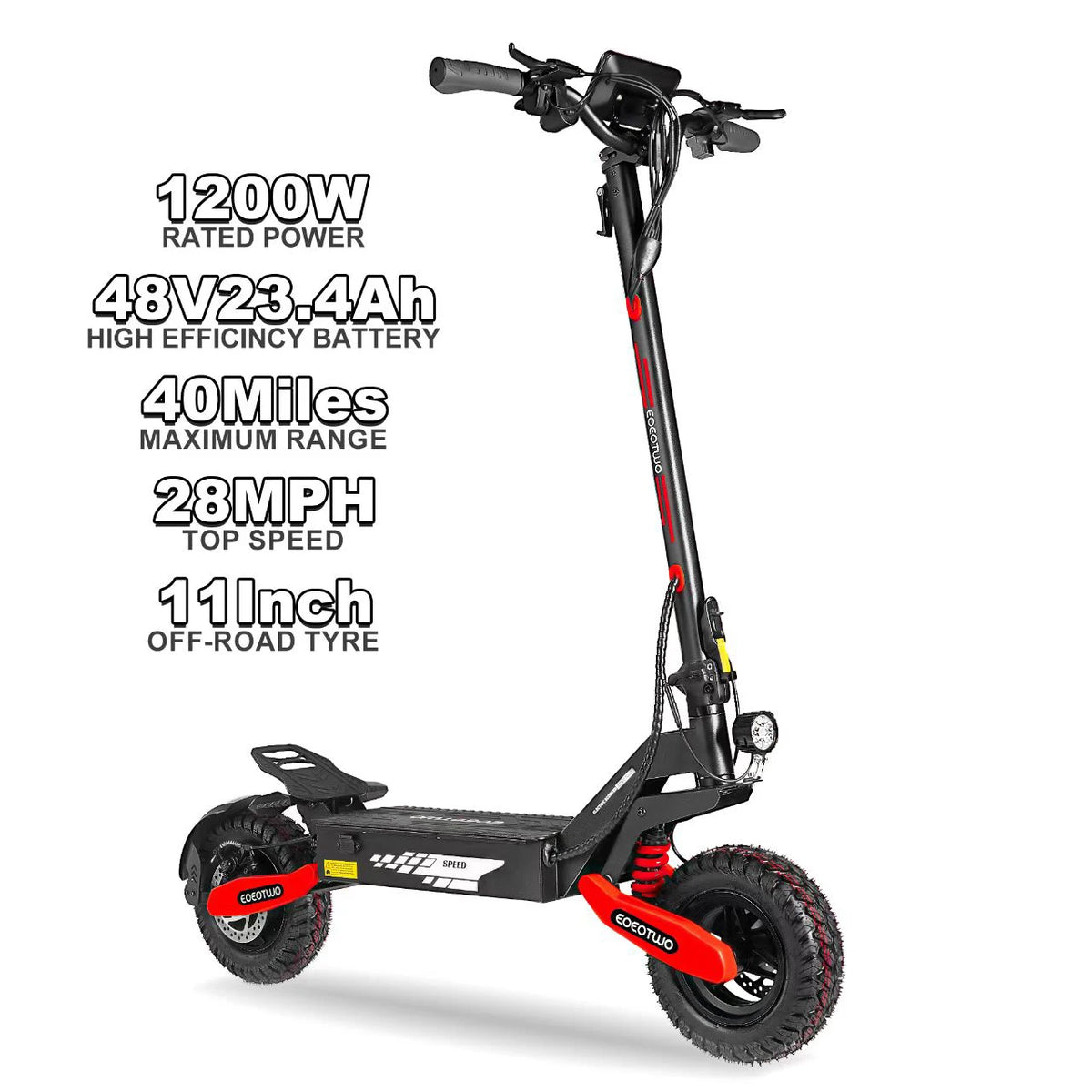 EOEOTWO 1200W Off Road Electric Scooter for Adults 30 MPH