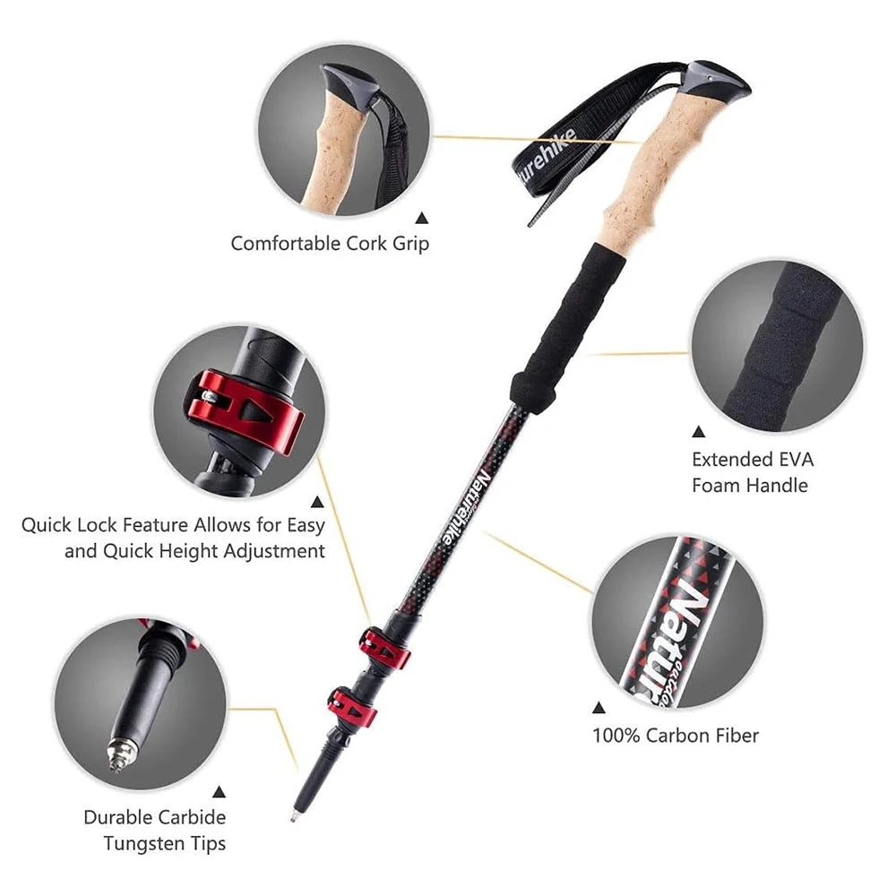 Naturehike Ultralight Carbon Fiber Trekking Poles For Lightweight Outdoor Gear