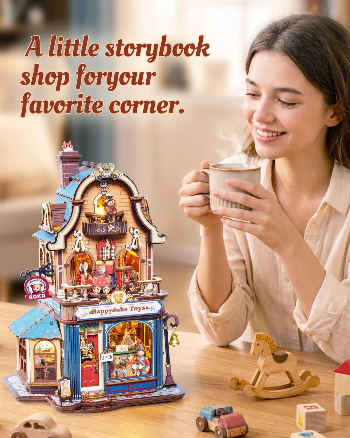 ROKR Wooden Music Box Building Kit With LED Light DIY