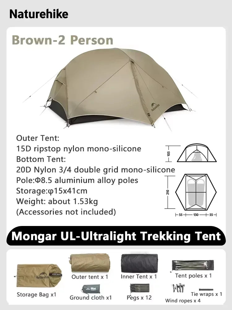 Naturehike Mongar Ultralight Waterproof Double Layer Camping Hiking Tent