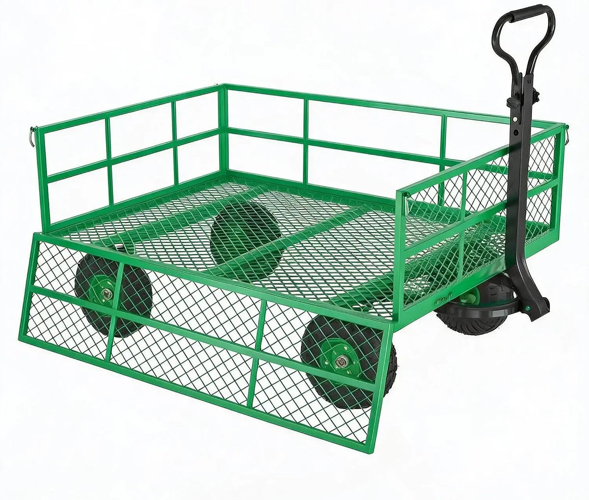 Tacleekii Heavy Duty Steel Garden Wagon With Removable Mesh Sides