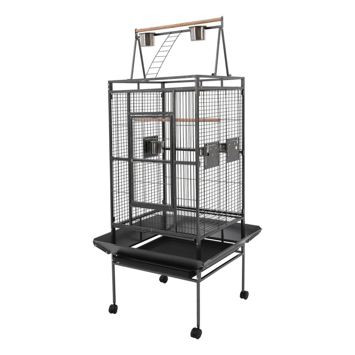 Copper Parrot Cage With Lockable Wheels And Open Playtop