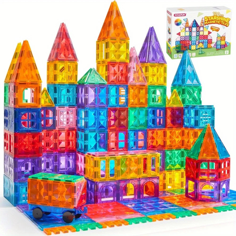 Joyfy Magnetic Building Tiles Construction Set With Vehicle Blocks