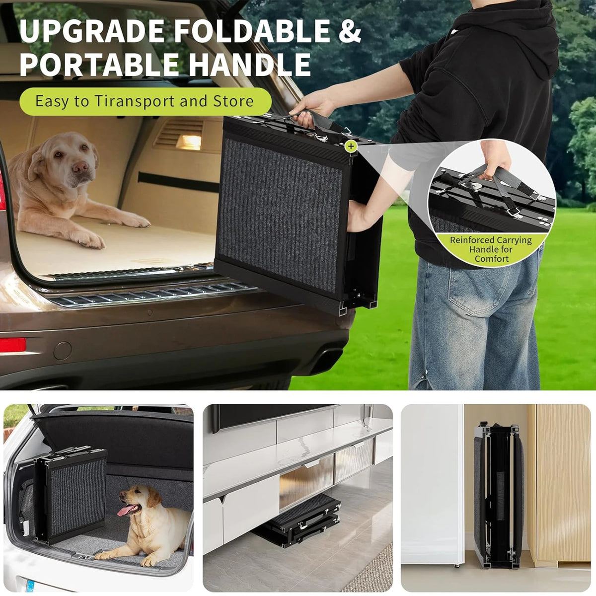 HiMISS Folding Car Dog Ramp With Non Slip Portable Surface