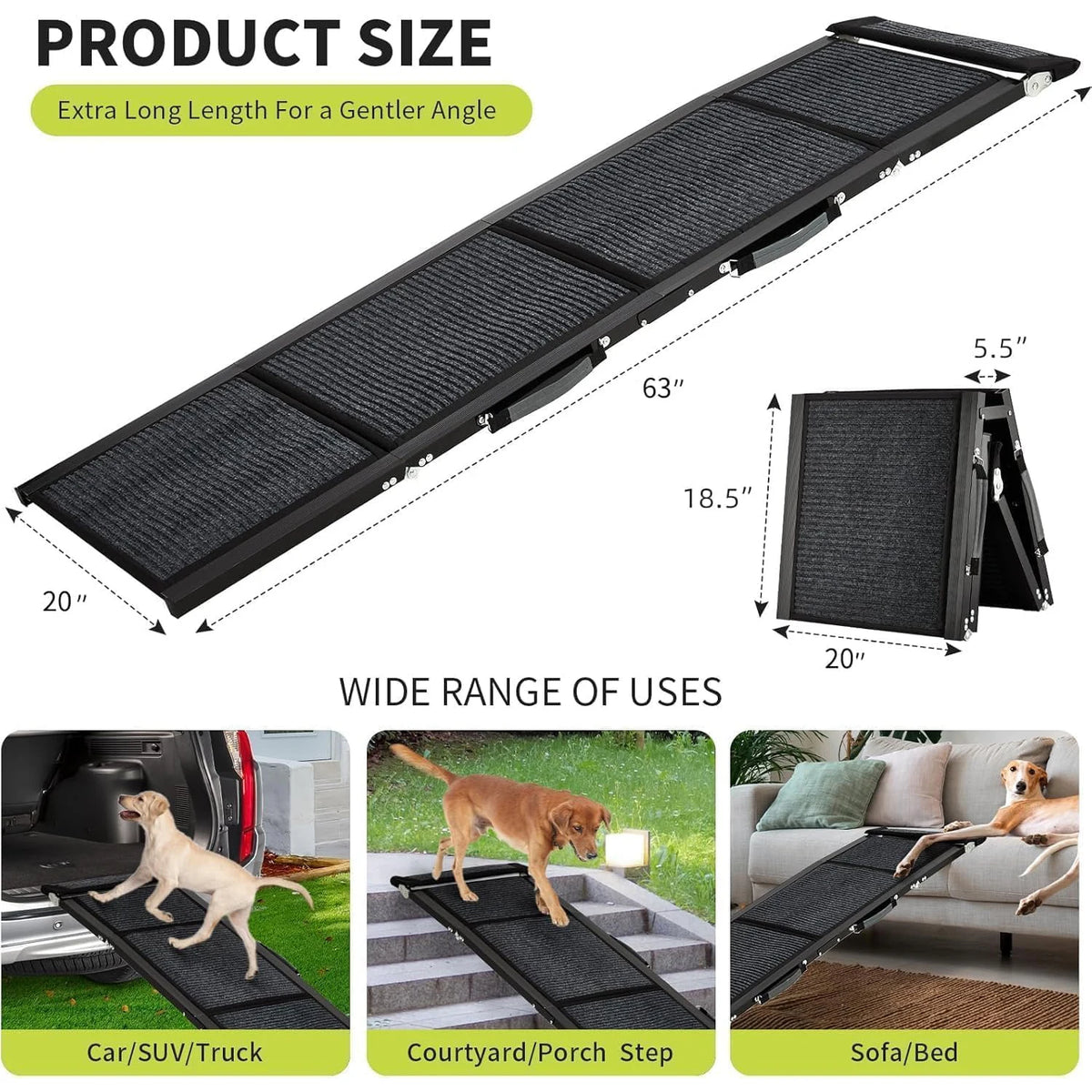 HiMISS Folding Car Dog Ramp With Non Slip Portable Surface