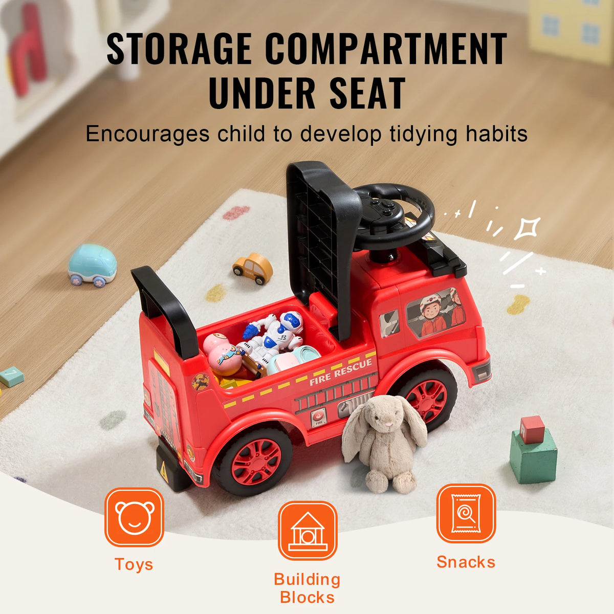 Succebuy Toddler Ride On Push Car Featuring Music Steering Wheel