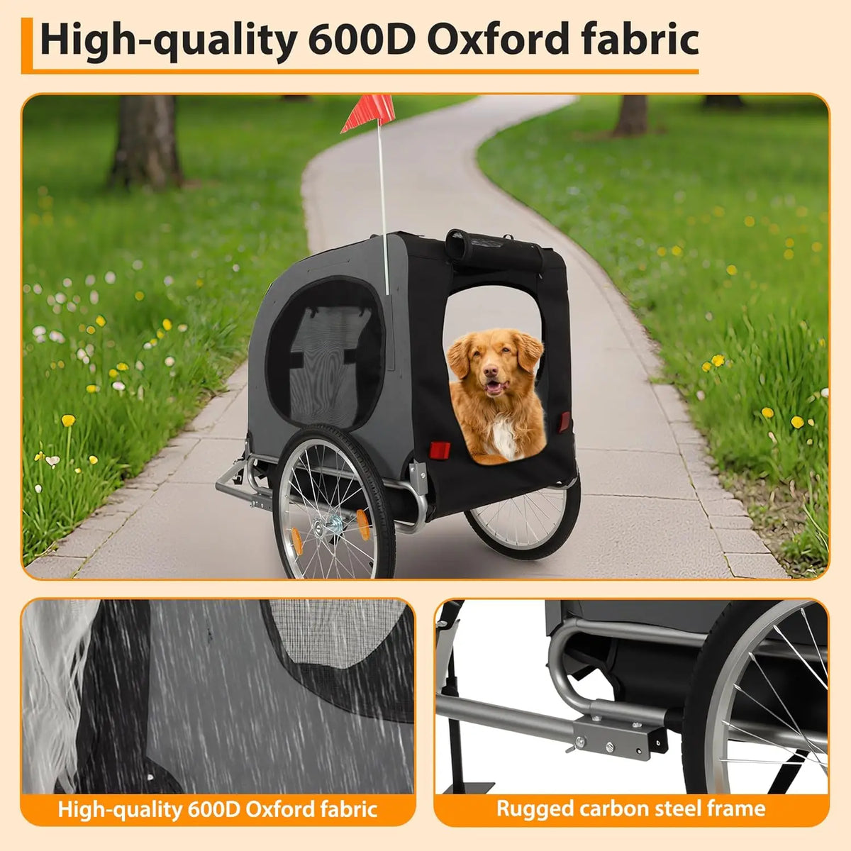 HiMISS Dog Bike Trailer And Jogging Stroller With Ventilated Cabin