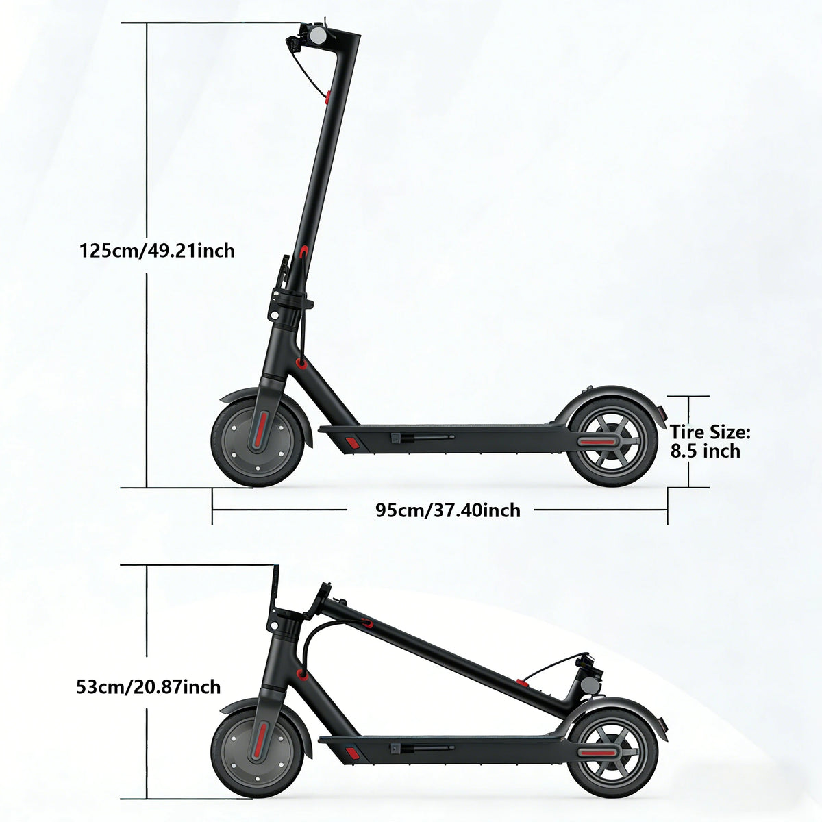 Foldable Electric Scooter, Solid Tires, Dual Brakes And LED Display