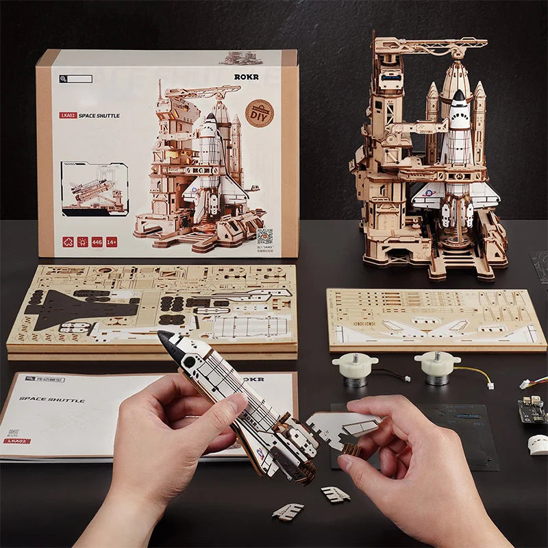 ROKR Wooden Space Shuttle Model Building Puzzle Kit