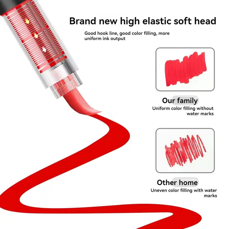 Acrylic Brush Marker Pen Set Free‑ink System Soft Flexible Tip Paint Markers for Rock Ceramic Glass Wood Canvas DIY Art Graffiti Drawing Craft Supplies