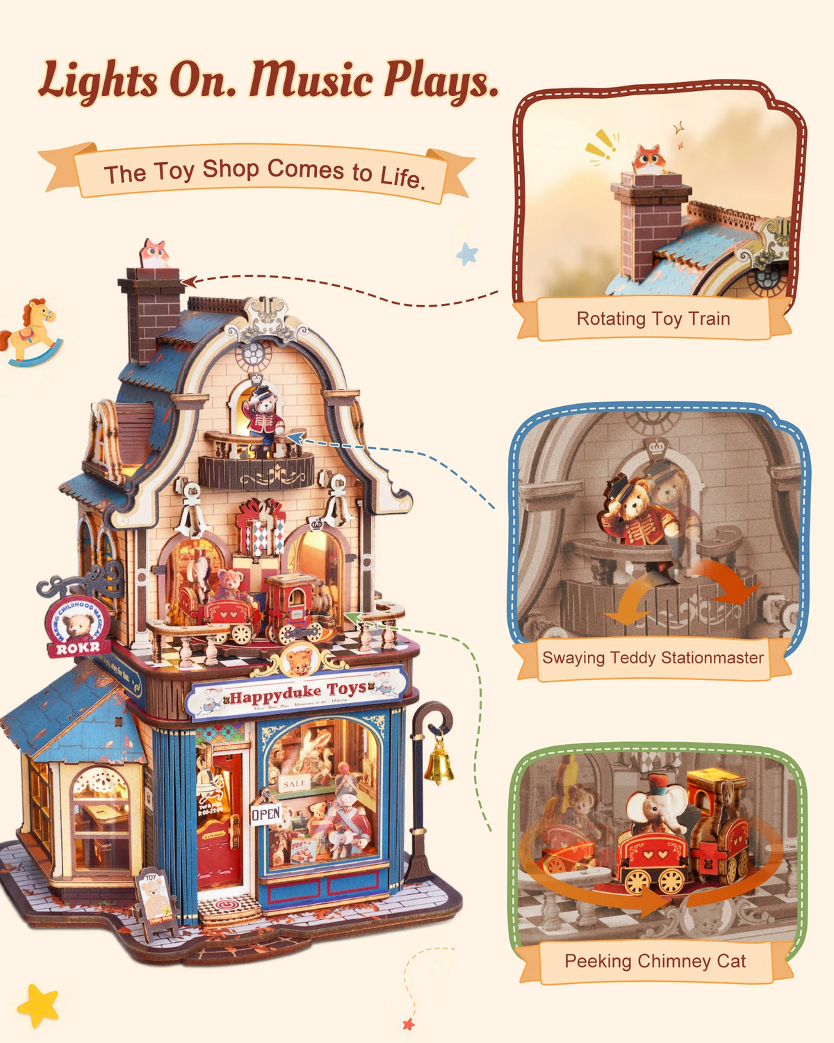 ROKR Wooden Music Box Building Kit With LED Light DIY