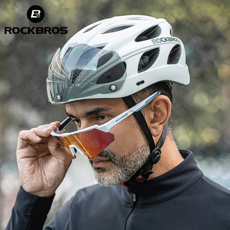 Rockbros Lightweight Ventilated Cycling Helmet With Safety Goggles