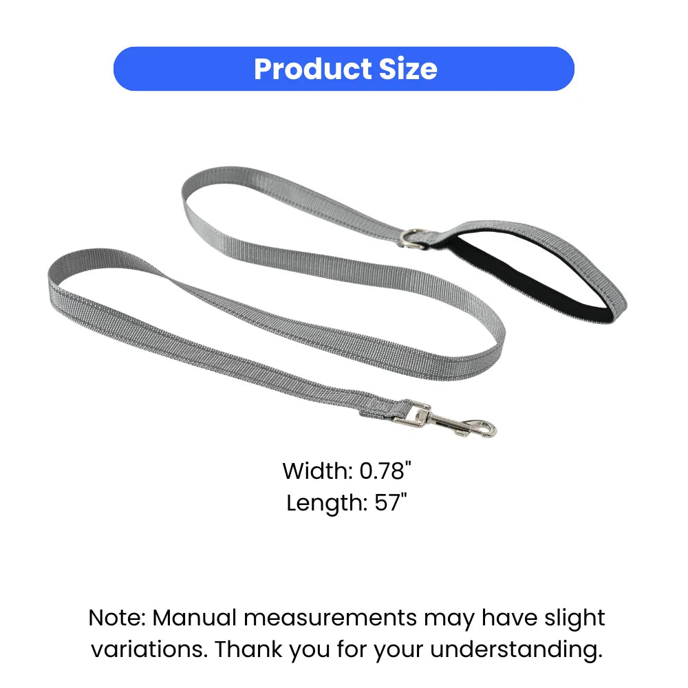 Reflective Double Sided Nylon Dog Leash With Padded Handle