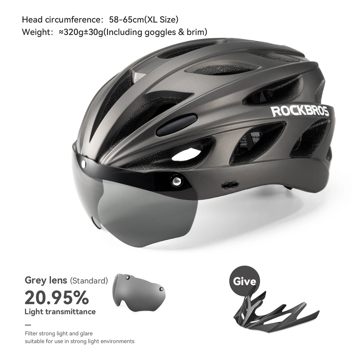 Rockbros Lightweight Ventilated Cycling Helmet With Safety Goggles