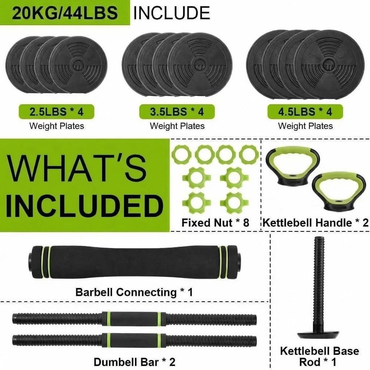 Adjustable Dumbbell And Barbell Weight Set For Home Gym Fitness