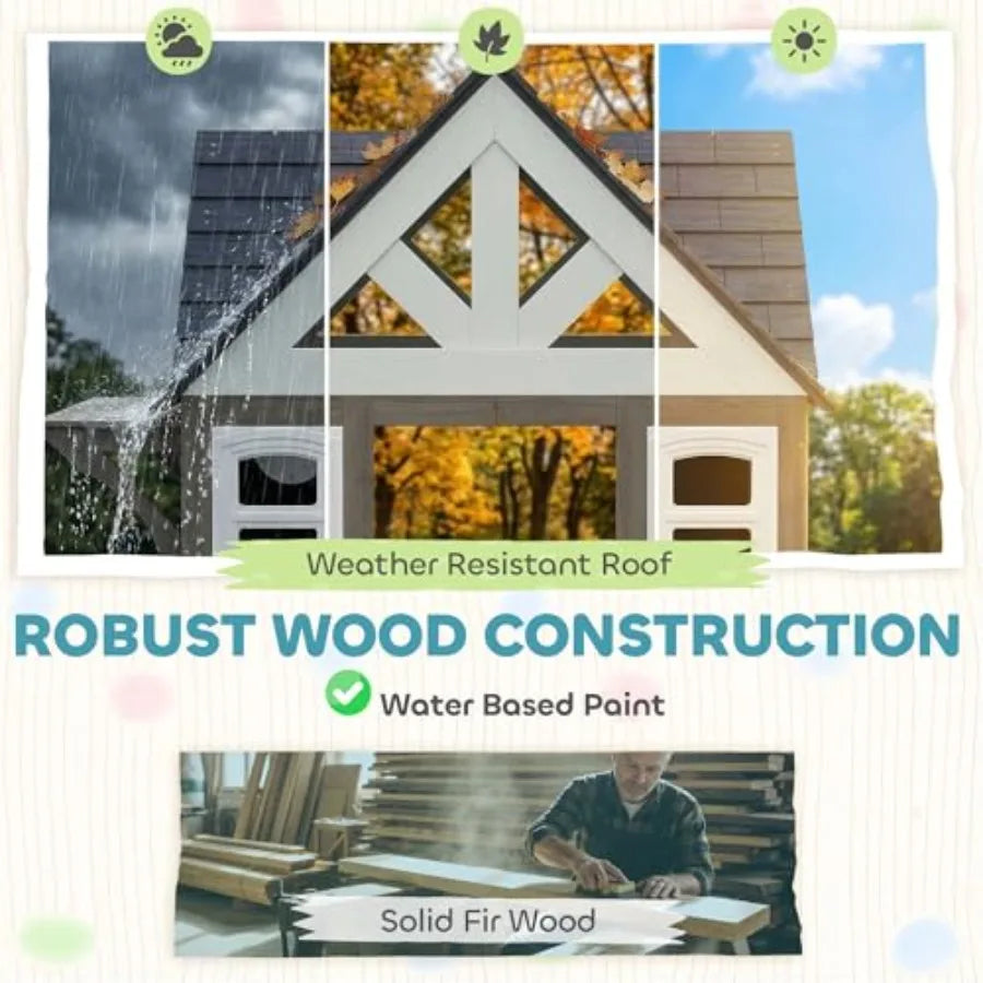MDNG Wooden Outdoor Playhouse With Dog Door For Kids