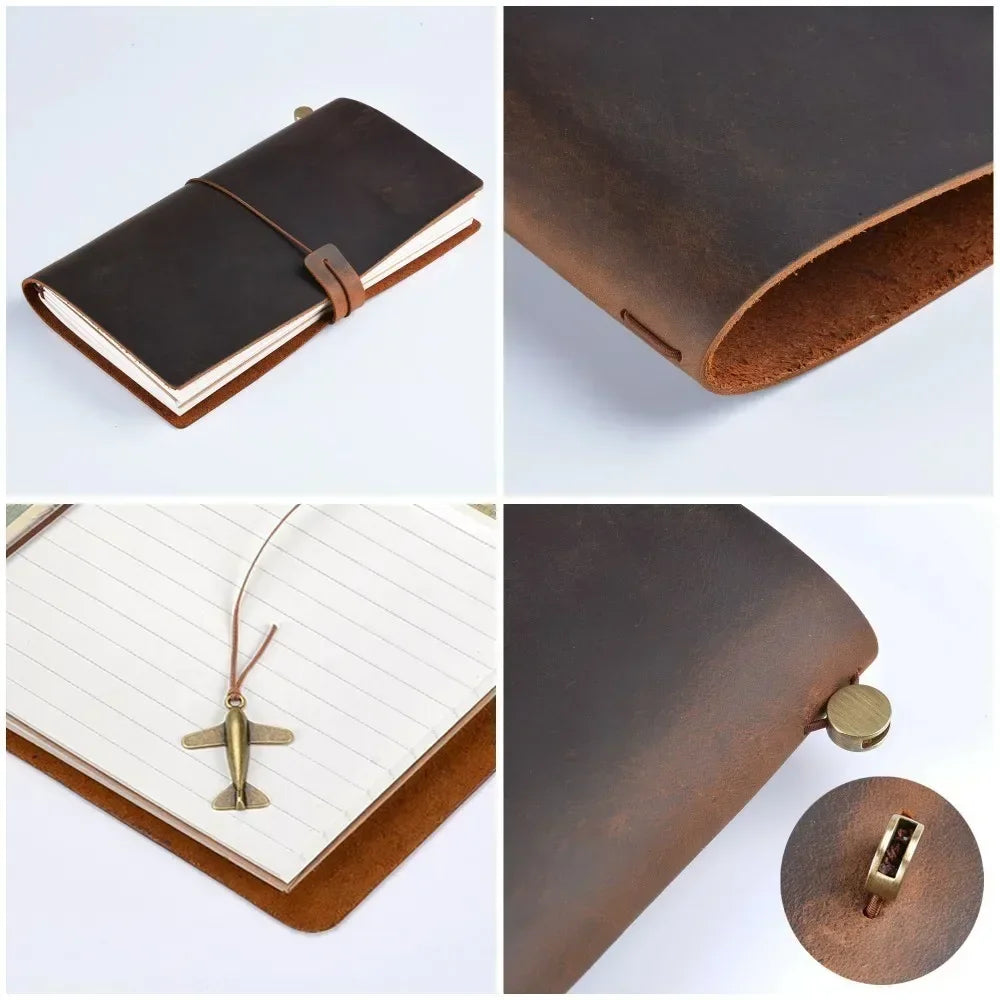 Handmade Vintage Genuine Leather Travel Notebook Cover For Diaries