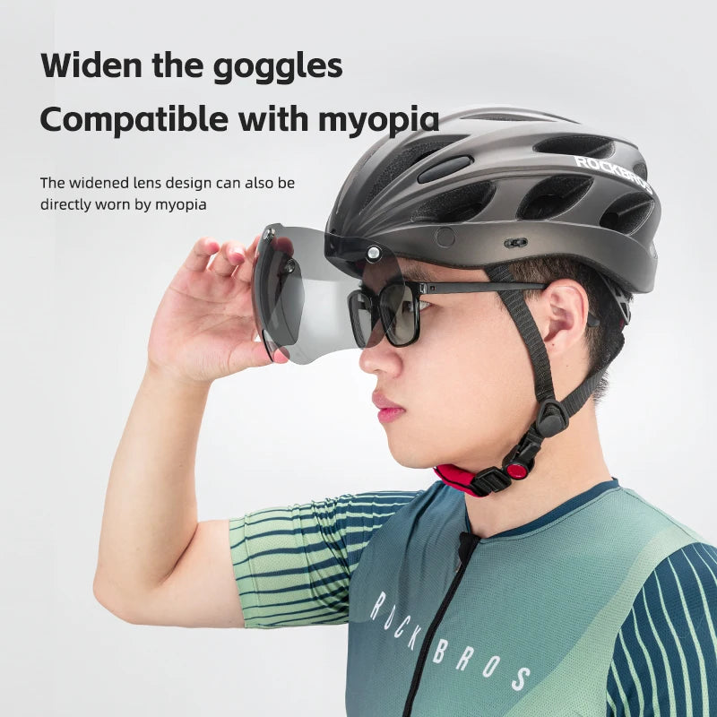 Rockbros Lightweight Ventilated Cycling Helmet With Safety Goggles