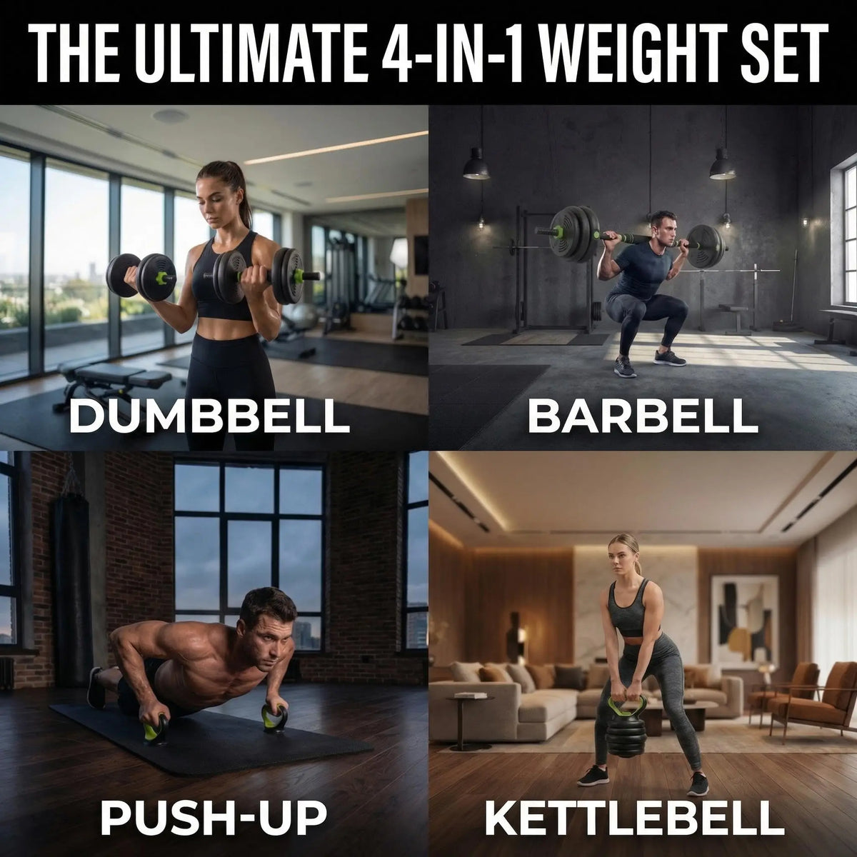 Adjustable Dumbbell And Barbell Weight Set For Home Gym Fitness