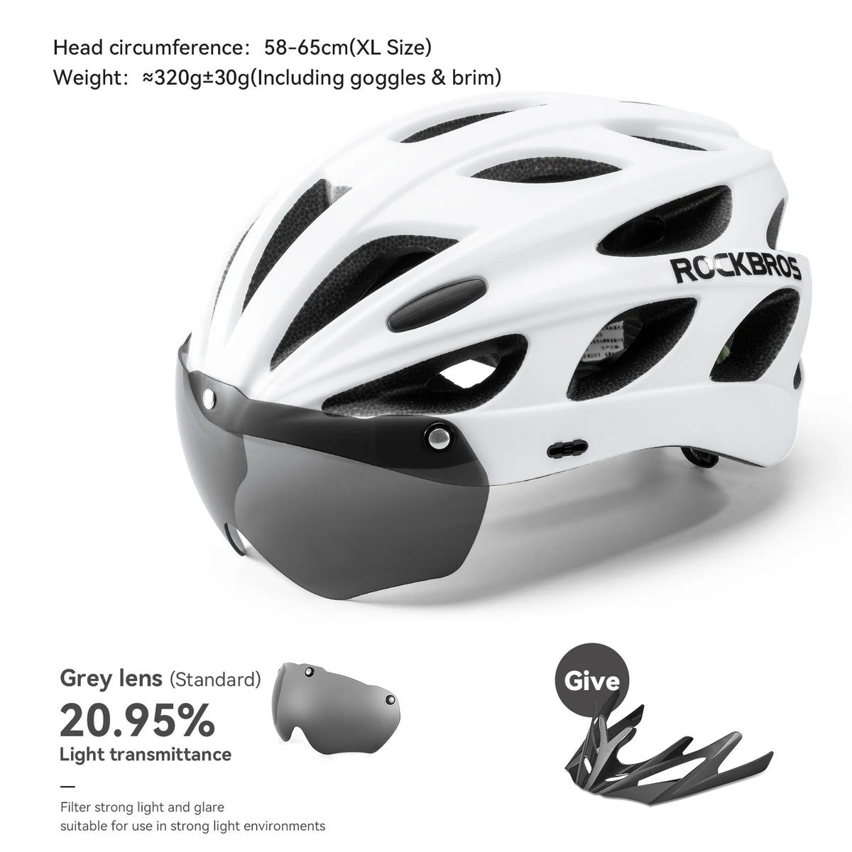 Rockbros Lightweight Ventilated Cycling Helmet With Safety Goggles