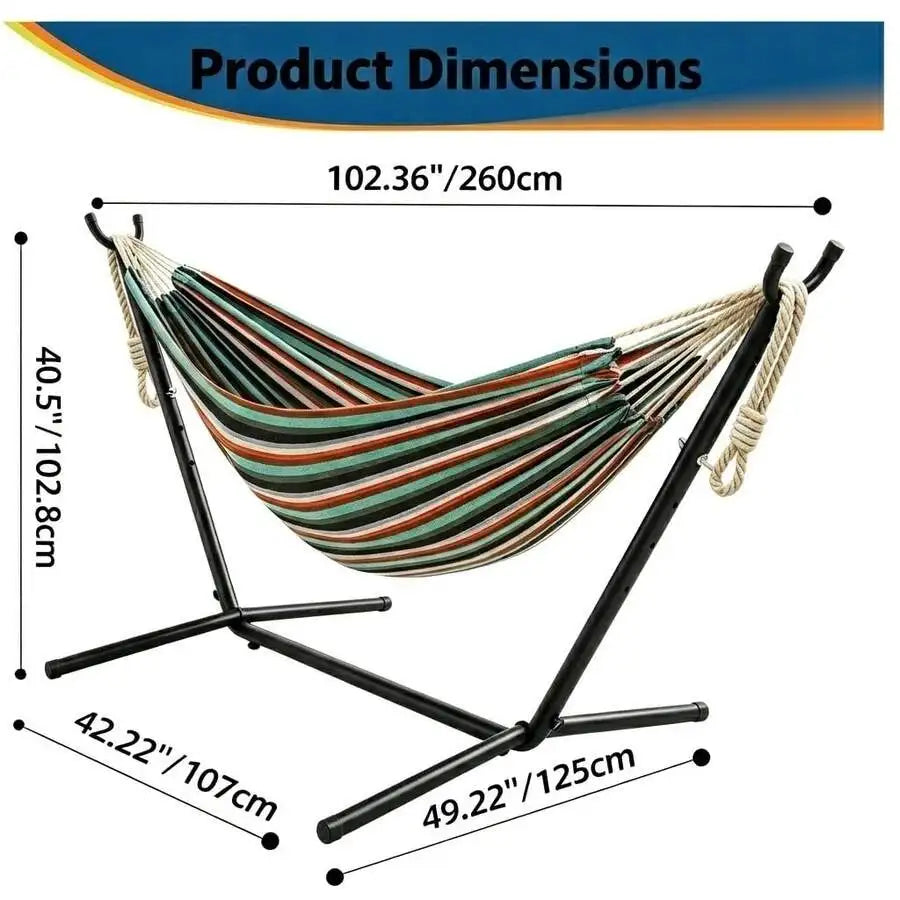 Comfortable Nylon Outdoor Hammock With Portable Steel Stand