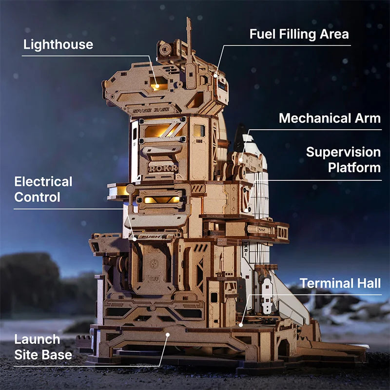 ROKR Wooden Space Shuttle Model Building Puzzle Kit