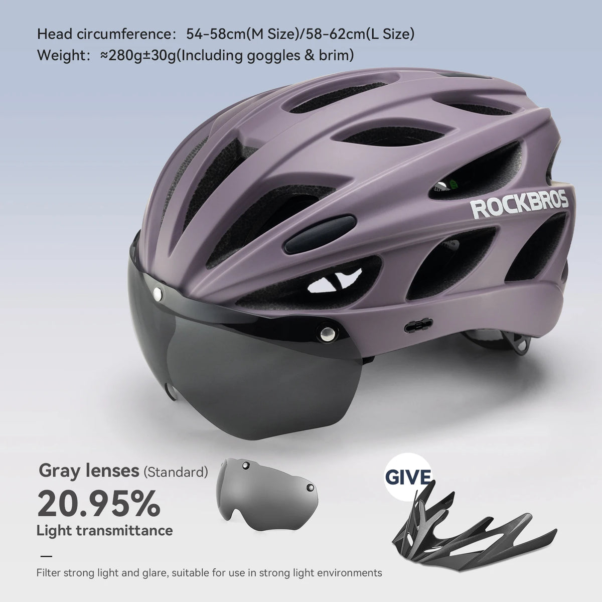 Rockbros Lightweight Ventilated Cycling Helmet With Safety Goggles