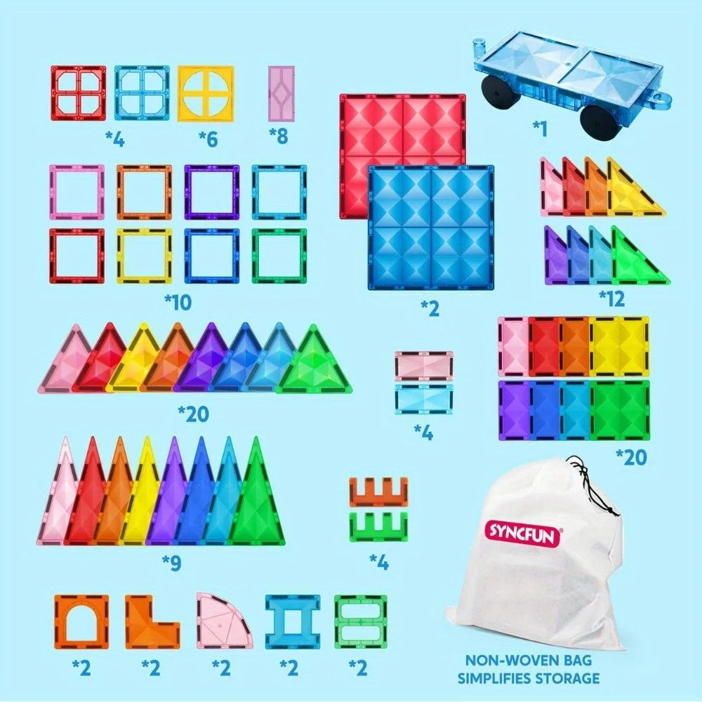 Joyfy Magnetic Building Tiles Construction Set With Vehicle Blocks