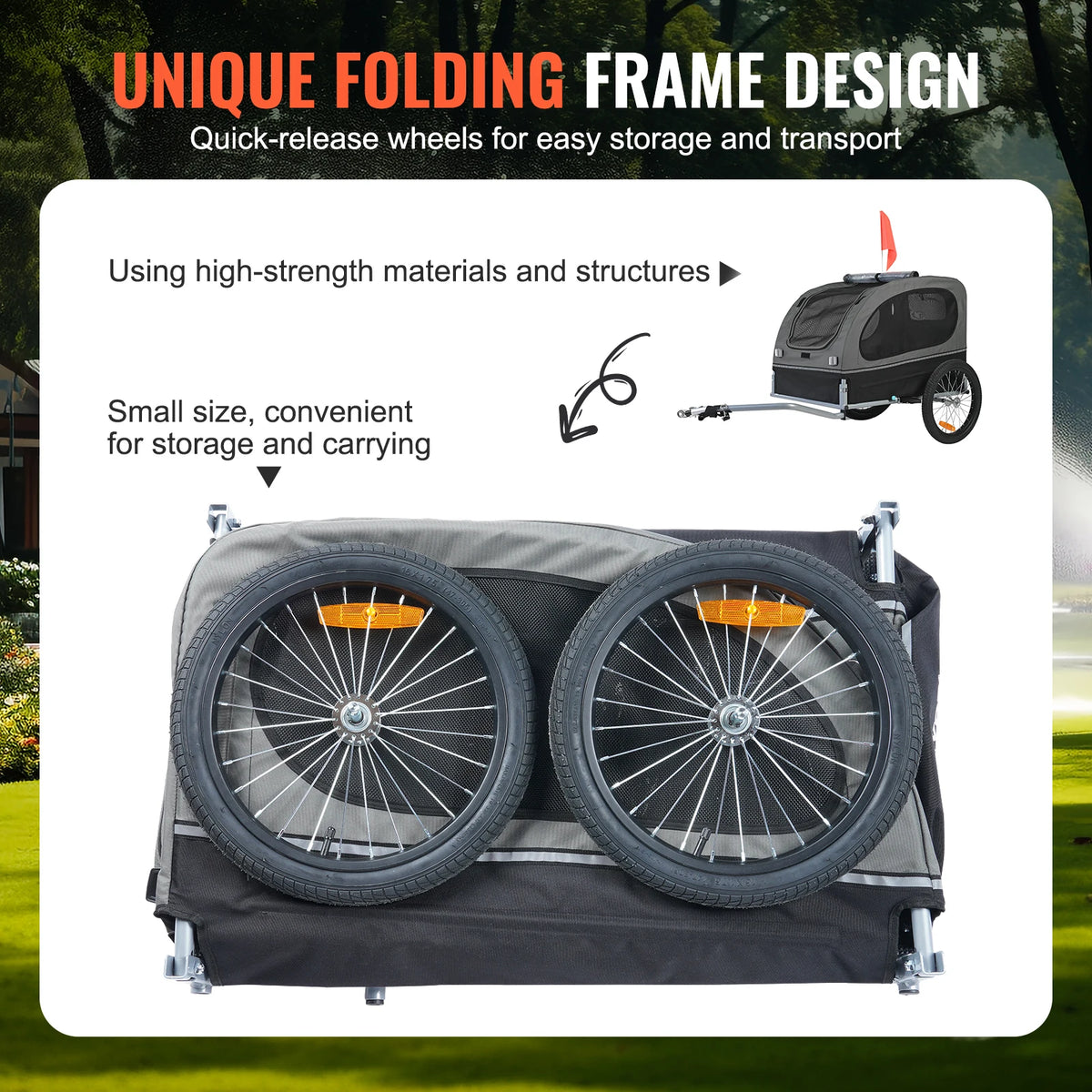 SucceBuy Folding Dog Bike Trailer Pet Carrier With Safety Reflectors