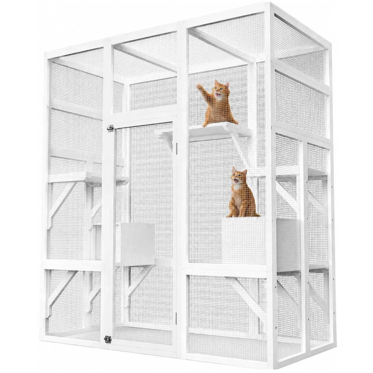 HiMISS Wooden Outdoor Catio Cat Enclosure With Weatherproof Roof